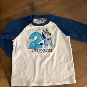 Blue and White Kids Long Sleeve Raglan Tee